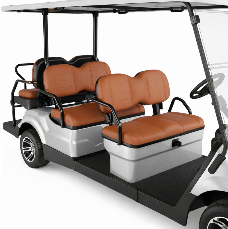 EPIC 4+2 Non-Lifted Electric Golf Cart with Lithium Battery 105Ah & Standard Tires | 6-Seater LSEV (Silver) - Image 4